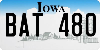 IA license plate BAT480