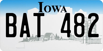 IA license plate BAT482