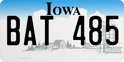 IA license plate BAT485