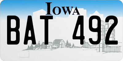 IA license plate BAT492