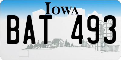 IA license plate BAT493
