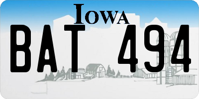 IA license plate BAT494