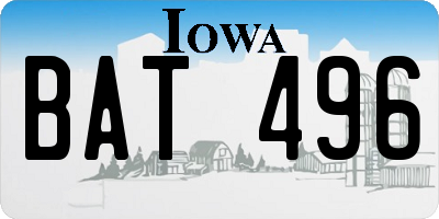 IA license plate BAT496