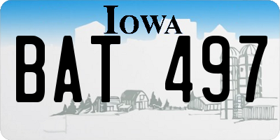IA license plate BAT497