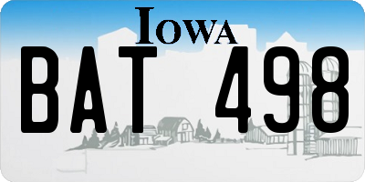 IA license plate BAT498