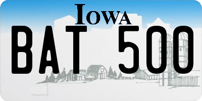 IA license plate BAT500