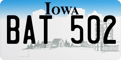 IA license plate BAT502