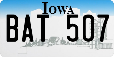 IA license plate BAT507