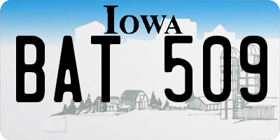IA license plate BAT509