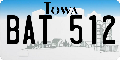 IA license plate BAT512