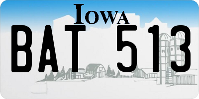IA license plate BAT513