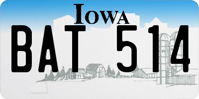 IA license plate BAT514