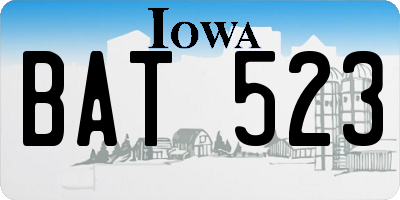 IA license plate BAT523