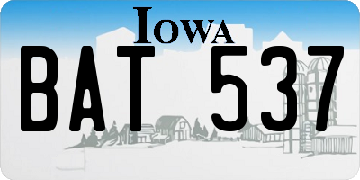 IA license plate BAT537
