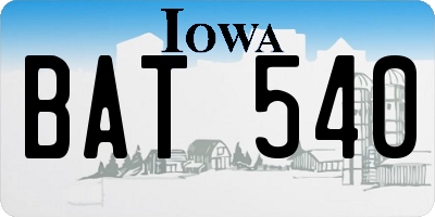 IA license plate BAT540