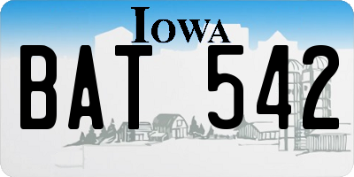 IA license plate BAT542