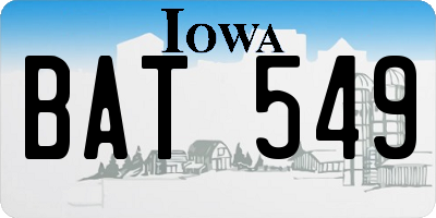 IA license plate BAT549
