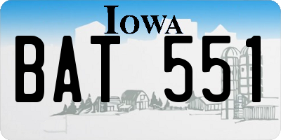 IA license plate BAT551