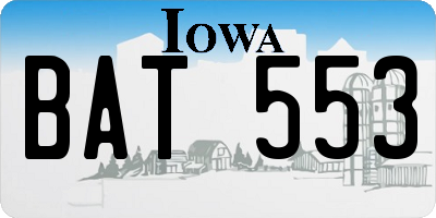 IA license plate BAT553