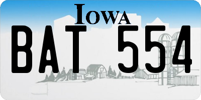 IA license plate BAT554
