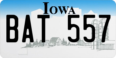 IA license plate BAT557