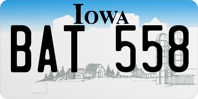 IA license plate BAT558
