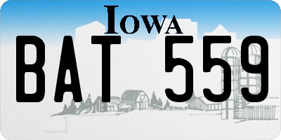 IA license plate BAT559