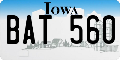 IA license plate BAT560