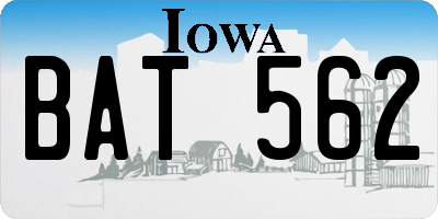 IA license plate BAT562