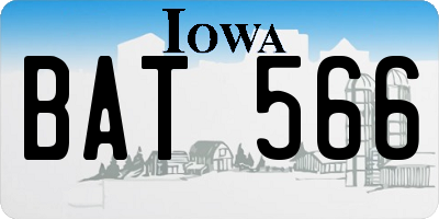 IA license plate BAT566