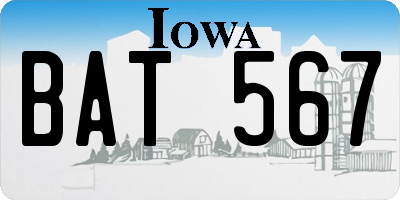 IA license plate BAT567