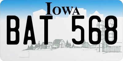 IA license plate BAT568