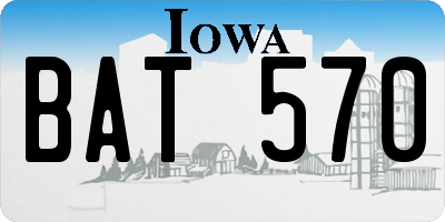 IA license plate BAT570