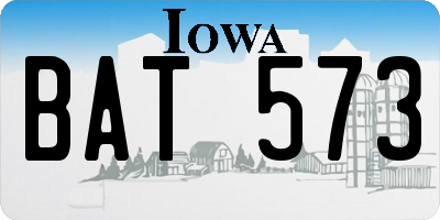 IA license plate BAT573