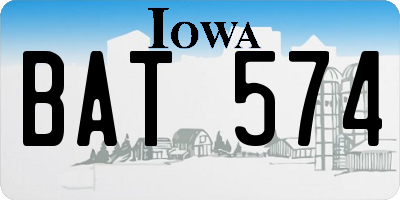 IA license plate BAT574
