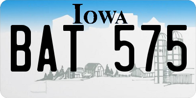 IA license plate BAT575