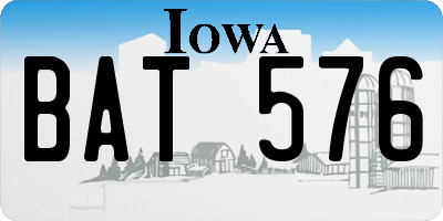 IA license plate BAT576