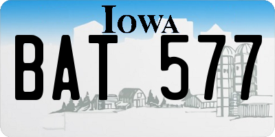 IA license plate BAT577