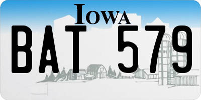 IA license plate BAT579