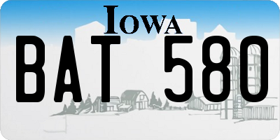 IA license plate BAT580