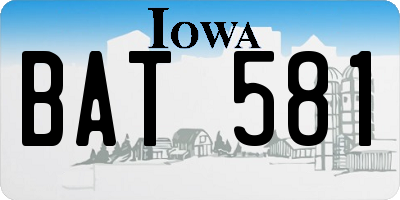 IA license plate BAT581