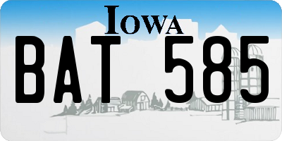 IA license plate BAT585