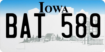 IA license plate BAT589