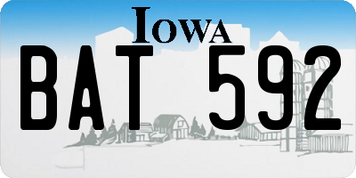 IA license plate BAT592