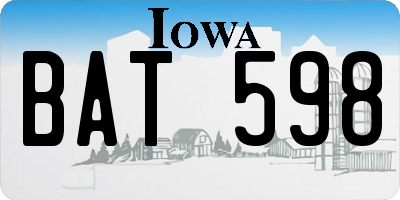 IA license plate BAT598