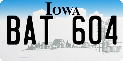 IA license plate BAT604
