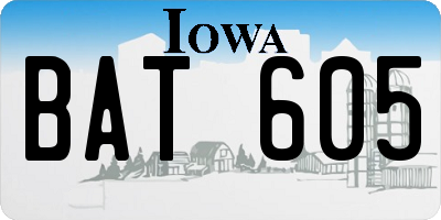 IA license plate BAT605