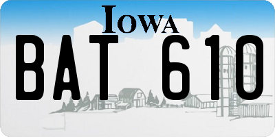 IA license plate BAT610