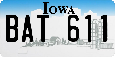 IA license plate BAT611