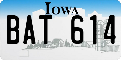 IA license plate BAT614